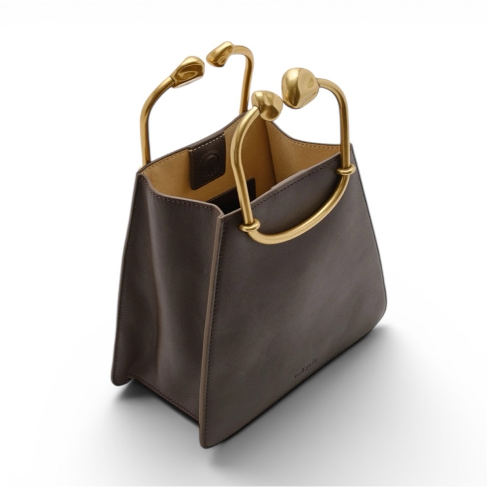 NEW, Cult Gaia Maxine Mini Top Handle Bag Luwak Brown Gold Handle, Ret. $498 - Picture 9 of 9